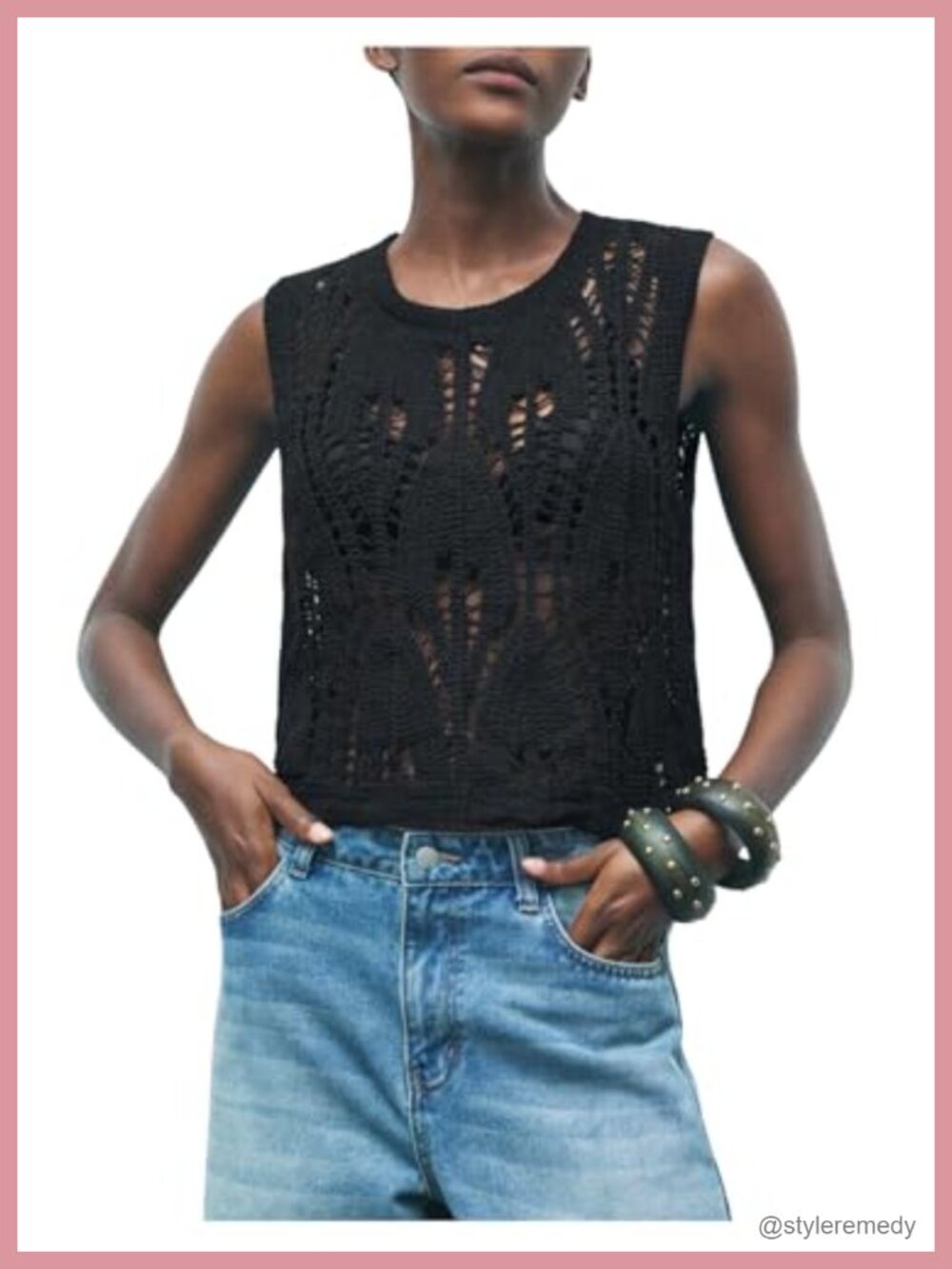 Boho Crochet Knit Tank Top Sleeveless Summer Sweater